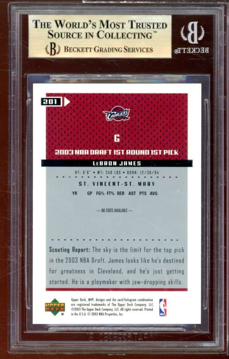 LeBron James Rookie Card 2003-04 Upper Deck MVP #201 BGS 9.5 (9.5