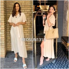 ZARA LIGHT BEIGE LONG SHIRT DRESS WITH BELT SIZE S UK 8 10