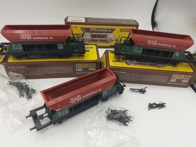 3x Faller H0 198 Selbstentladewagen ''RAG Ruhrkohle AG'' Teilweise Neu mit OVP 