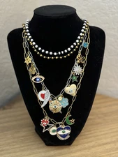 Statement Necklace, Multi Layered, Charms, Chunky, Beaded, Fashion Jewelry, Boho