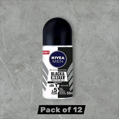 NIVEA MEN invisible black & white roll-on Plastic bottle 12 pcs