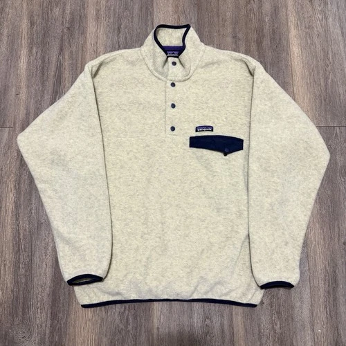 Patagonia Mens Large Synchilla Snap-T Fleece Oatmeal Tan Beige Brown Vintage - product listing photo
