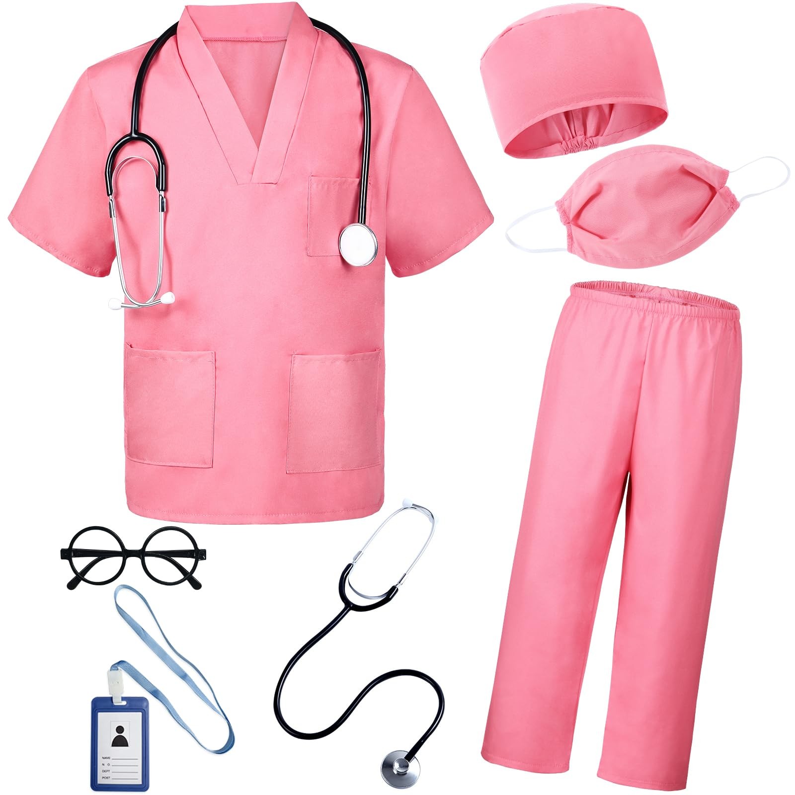 For Kids 7pcs Toddler Nurse Scrubs Set With Halloween Dr...