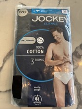 Jockey Men  s Sport Elance COTTON Bikini Briefs SZ M 32-34 BLACK 3 PAIRS NWT