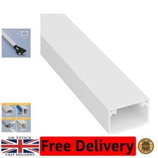 1m White Cable Trunking, 25x16mm Self-Adhesive Wire Cover - Corner Hider