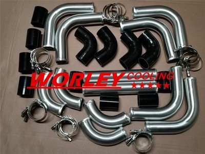 CA-2.5'' Aluminum Universal Intercooler Turbo Piping + hose + T-Clamp kits BLACK
