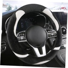 Fluffy Steering Wheel Cover, Cute Fuzzy Steering Wheel Cover Soft Round Black