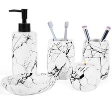 Ceramic Bathroom Accessory Set, 5-Piece Bathroom Accessory Set, Soap Dish, To...