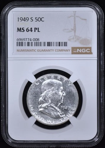 1949-S Franklin Half Dollar 50c NGC MS64 PL