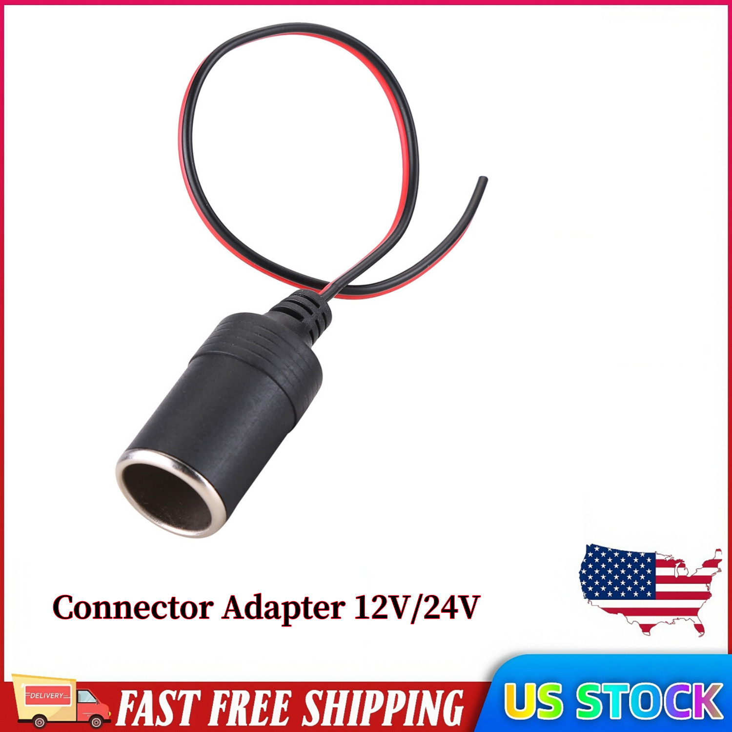 Car Cigarette Lighter Charger Adapter 12V/24V Cable Female Socket Plug Connector. Available Now for $3.42