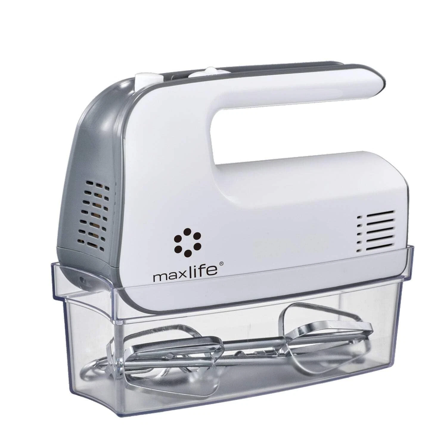Electric Hand Mixer, 5 Speed, White, With Snap-On Storage Case