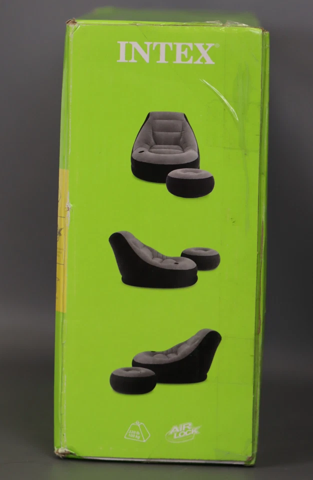 Intex 68564E надувной ультра шезлонг стул с подстаканником и османский комплект серый - Изображение 4 из 4