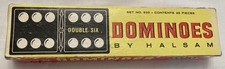 Vintage Halsam Double Six Dominoes Set 623 Wooden 40/50s Complete Game