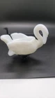 Vintage White Glass Swan Trinket Dish Salt Cellar Pink Milk Glass Cambridge