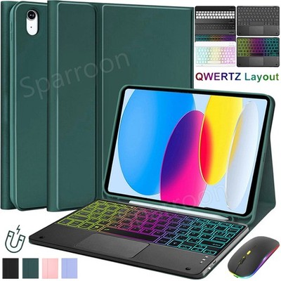 Für iPad 10/11 Generation A16 2025 11 10,9 Schutzhülle mit QWERTZ Tastatur Maus