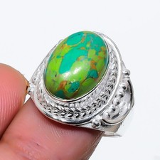 Green Tourquoise Gemstone 925 Sterling Silver Jewelry All Size Ring For Gift