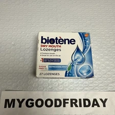 Biotène Dry Mouth Lozenges Refreshing Mint Sugar Free 27 Count Exp 1/26