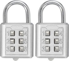 Combination Padlock, 6-Digit Push Button Padlock 3-Position Locking Mechanism