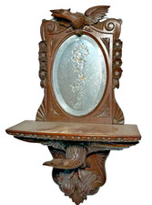 antique Black Forest mirror eagle shelf mirror victorian hall 1890 