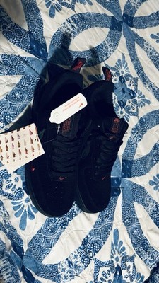 Nike Air Force 1 Men s Low Top Black Red Lace Up Solid Athletic Sneakers