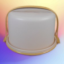 Vintage Tupperware 10" Cake Taker 683/684/624 Harvest Gold w/Handle