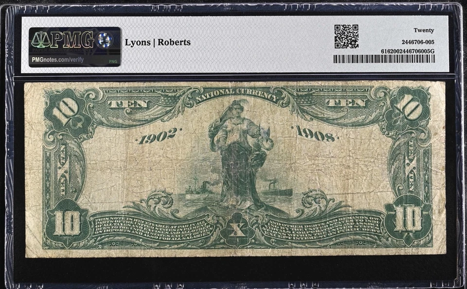 1902 $10 Ten Dollar Large Note Commercial NB Washington DC Date Back - PMG VF 20 - Image 3 of 4