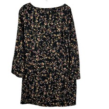 Tahari Womens Black Floral Shift Dress Size 8 Cold Shoulder and Sleeve Slits