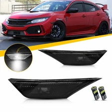 LED Side Marker Lights For 2016-21 Honda Civic Sedan Hatchback Coupe Smoke Lens