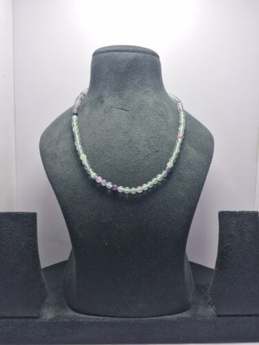 925 Silver Necklace Green Fluorite 6mm Natural Gemstone Jewelry 20 Inches - Picture 4 of 8