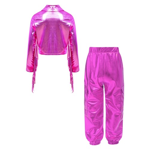 Kids Girls Outfit Rave Tracksuit Jogger Coat And Pants Hip Hop Sweatsuit Disco - Bild 25 von 64