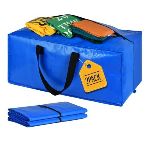Heavy Duty Extra Large Moving Bags Foldable Storage Bags w/ Strong Handles 2Pack - Picture 1 of 7