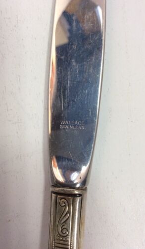 "Cuchillo vintage Wallace hoja de acero inoxidable plato plateado mango 9,5"" KitchenGnu" - Imagen 6 de 12