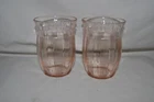 2 Pink Hazel Atlas Paneled Optic Juice Tumblers Depression Glass