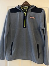 Vineyard Vines Youth The Shep Shirt 3/4 Fleece XL Two Blue Neon Green Zipper