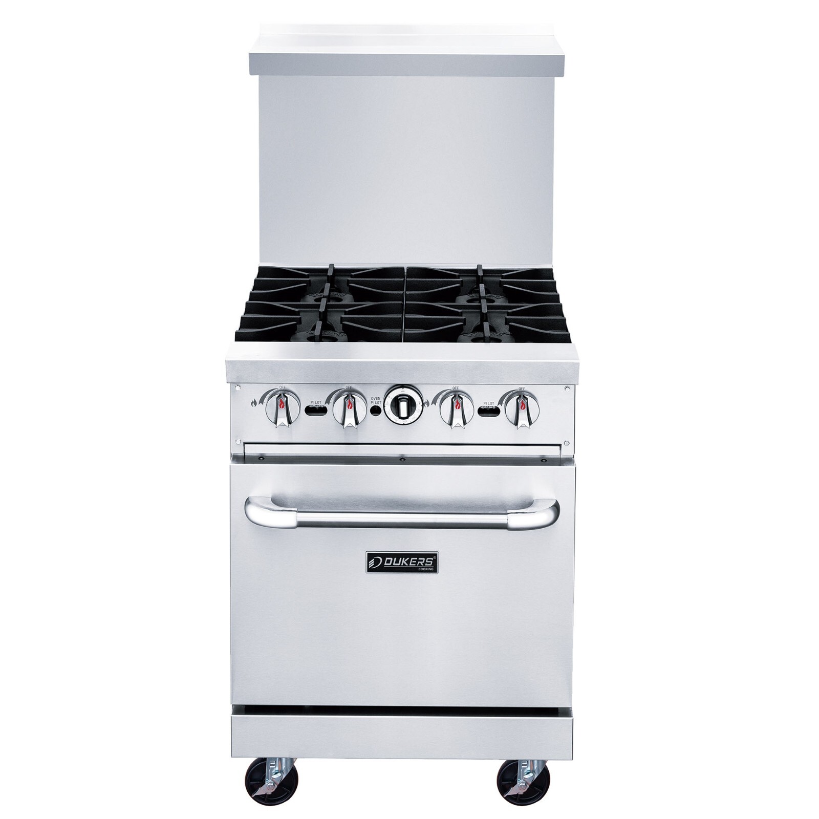 DUKERS DCR-24-4B NAT GAS RANGE 24" WIDE 4 BURNERS & SPACE SAVER OVEN