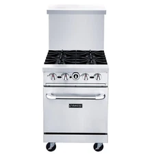 DUKERS DCR-24B NAT GAS RANGE 24" WIDE 4 BURNERS & SPACE SAVER OVEN
