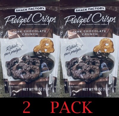 2x Snack Factory Pretzel Crisps Dark Chocolate Crunch 18 oz Bag NEW  PACK