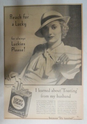 Lucky Strike Cigarette Ad: For Always Luckies Please 1930's Size: 11 x 15 inches