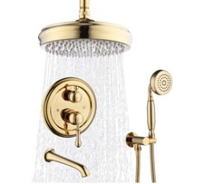 Shower Faucet Set System Rainfall Shower Head Combo w/Mixer Valve Kit 340 MSRP