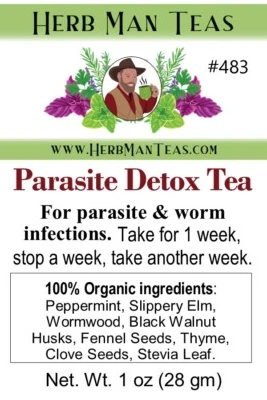 PARASITE DETOX TEA #483 - For parasite & worm infections by Master Herbalist