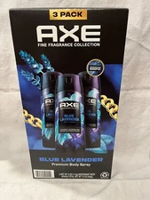 Gift Box~~ 3 AXE Blue Lavender Deodorant Premium Body Sprays  4 oz.