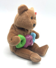 TY Beanie Baby - DAD the Bear Plush - Stuffed Toy w/Orig Plastic Hang Tag FLAW