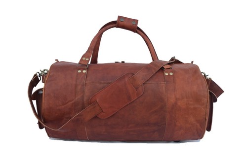 20 In Leather Duffle Bag Holdall Travel Aircabin Carryon Luggage Handbags Duffel - Picture 2 of 17