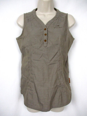 Eider Top Womens 4 Small Beige Sleeveless Popover VNeck Lightweight Cotton Blend