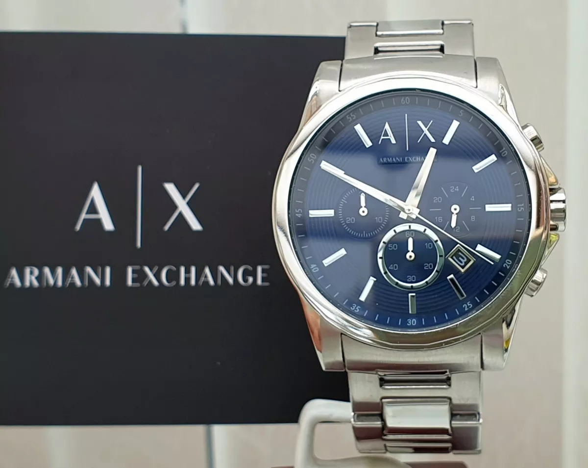 Armani exchange best sale silver mens watch
