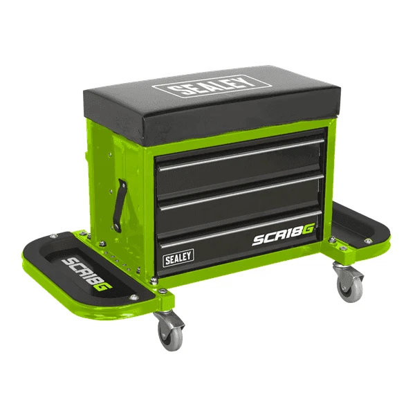 Sealey Green Mechanics Utility Seat + Toolbox SCR18G