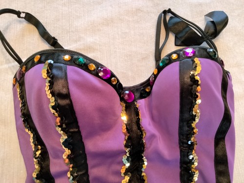 Morbid Threads Y2K goth Hot Topic Mall corsetto viola bustier 36D sexy ferretto - Foto 2 di 9
