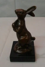 Rabbit Statue Hare Nature Art Deco Style Art Nouveau Style Solid Bronze F