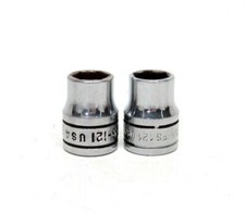 LOT OF 2 - SNAP-ON TOOLS 3/8" DRIVE 3/8" 6 POINT SHALLOW SOCKETS - FS121