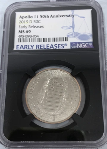2019 D Apollo 11 50th Commemorative Clad Half Dollar NGC MS69 ER Black  054